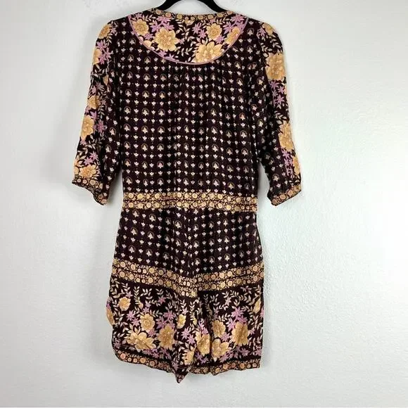 Spell | Desert Rose Boho Brown Tan Floral Playsuit Romper Small - Picture 6 of 9